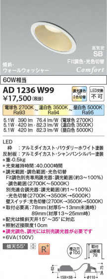 ���β��� Koizumi �������߾��� LED�ⵤ̩SB������饤�� AD1236W99