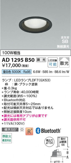 β Koizumi ߾ LEDⵤ̩SB饤 AD1295B50