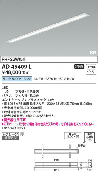 β Koizumi ߾ LED SBå饤 AD45409L