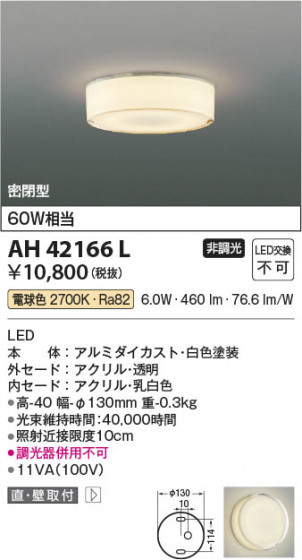 ���β��� Koizumi �������߾��� LED����������� AH42166L