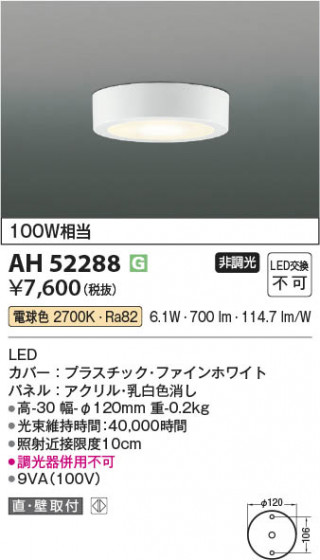 ���β��� Koizumi �������߾��� LED����������� AH52288