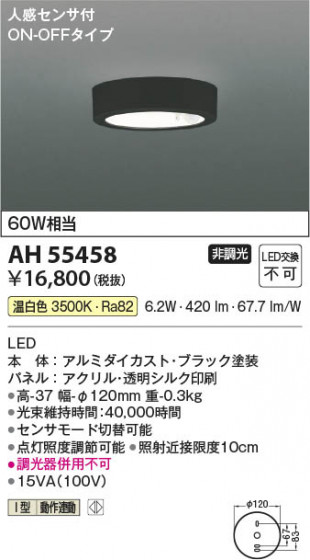 ���β��� Koizumi �������߾��� LED����������� AH55458