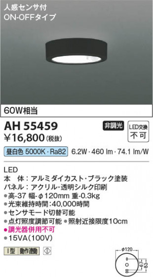 ���β��� Koizumi �������߾��� LED����������� AH55459