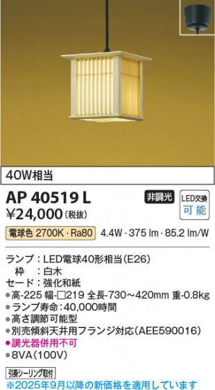 ���β��� Koizumi �������߾��� LED�����ڥ����� AP40519L