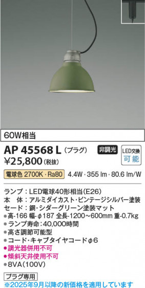 ���β��� Koizumi �������߾��� LED�ڥ����� AP45568L