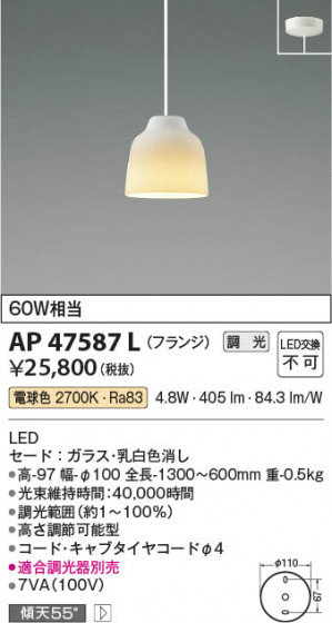 ���β��� Koizumi �������߾��� LED�ڥ����� AP47587L