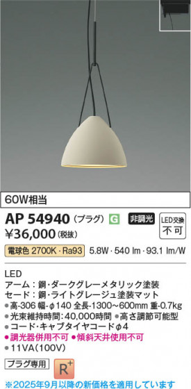 ���β��� Koizumi �������߾��� LED�ڥ����� AP54940