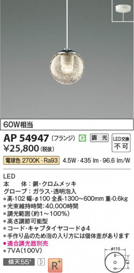 ���β��� Koizumi �������߾��� LED�ڥ����� AP54947