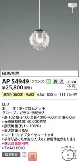 ���β��� Koizumi �������߾��� LED�ڥ����� AP54949