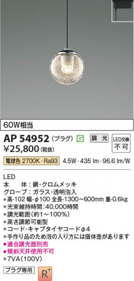 ���β��� Koizumi �������߾��� LED�ڥ����� AP54952