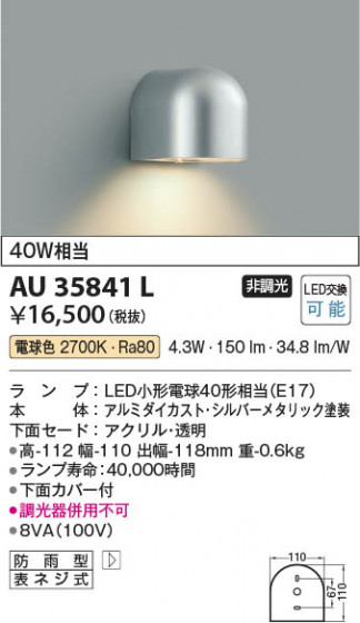 ���β��� Koizumi �������߾��� LED�ɱ����֥饱�å� AU35841L