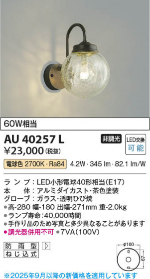 ���β��� Koizumi �������߾��� LED�ɱ����֥饱�å� AU40257L