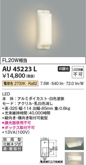 ���β��� Koizumi �������߾��� LED�ɱ����֥饱�å� AU45223L