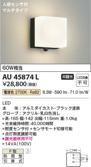 ���β��� Koizumi �������߾��� LED�ɱ����֥饱�å� AU45874L