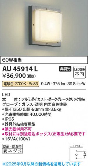 ���β��� Koizumi �������߾��� LED�ɱ��ɼ����֥饱�å� AU45914L