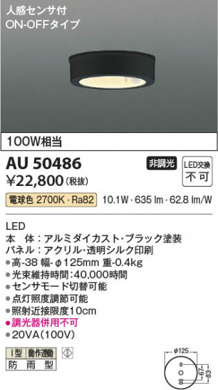 ���β��� Koizumi �������߾��� LED�ɱ���������� AU50486