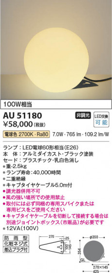 ���β��� Koizumi �������߾��� LED�ɱ���������� AU51180