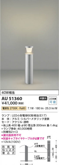 ���β��� Koizumi �������߾��� LED�����ǥ�饤�� AU51360