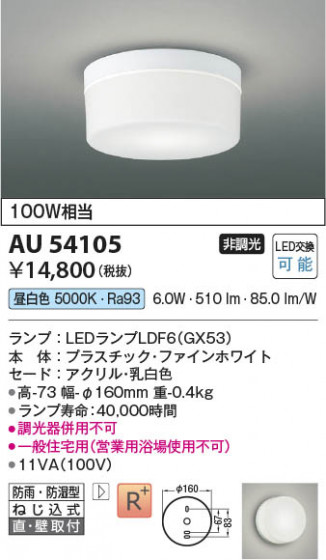 ���β��� Koizumi �������߾��� LED�ɱ��ɼ���������� AU54105