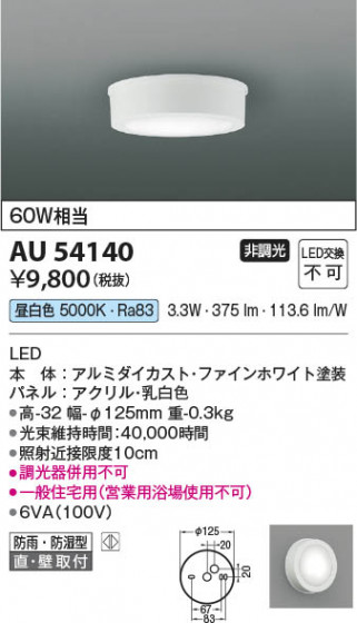 ���β��� Koizumi �������߾��� LED�ɱ��ɼ���������� AU54140