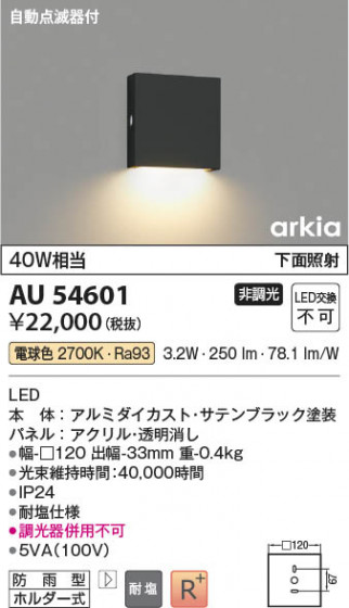 ���β��� Koizumi �������߾��� LED�ɱ����֥饱�å� AU54601