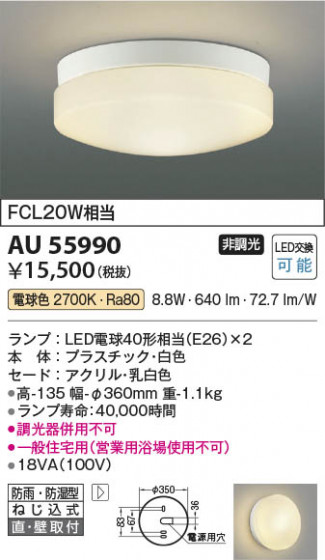 ���β��� Koizumi �������߾��� LED�ɱ��ɼ���������� AU55990